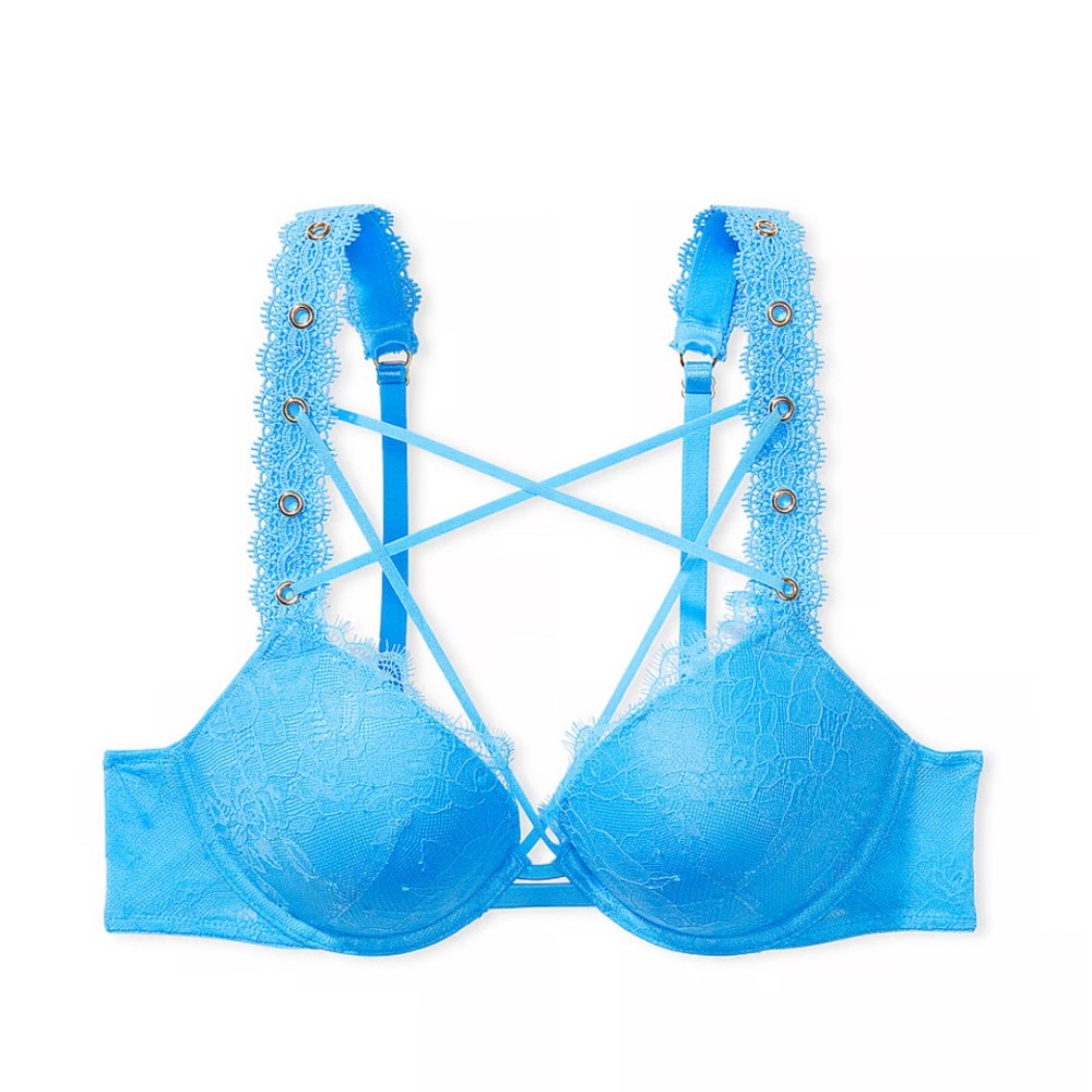 Rose Lace & Grommet Push-up Bra